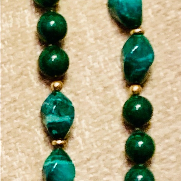 Genuine Malachite Necklace with Gold Spacers - Picture 6 of 9